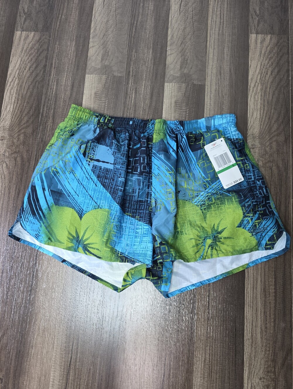 NWT Vintage Speedo Swim Trunks Mesh Lining Surfcore Cybersurf Retro Beach Y2k. L